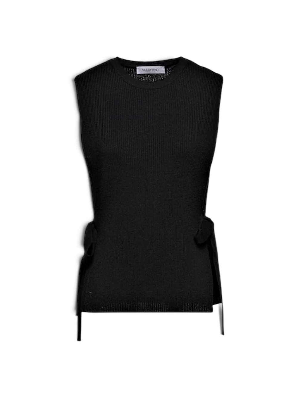 Valentino Black Sleeveless Ribbed Knit Tank with Side Ties